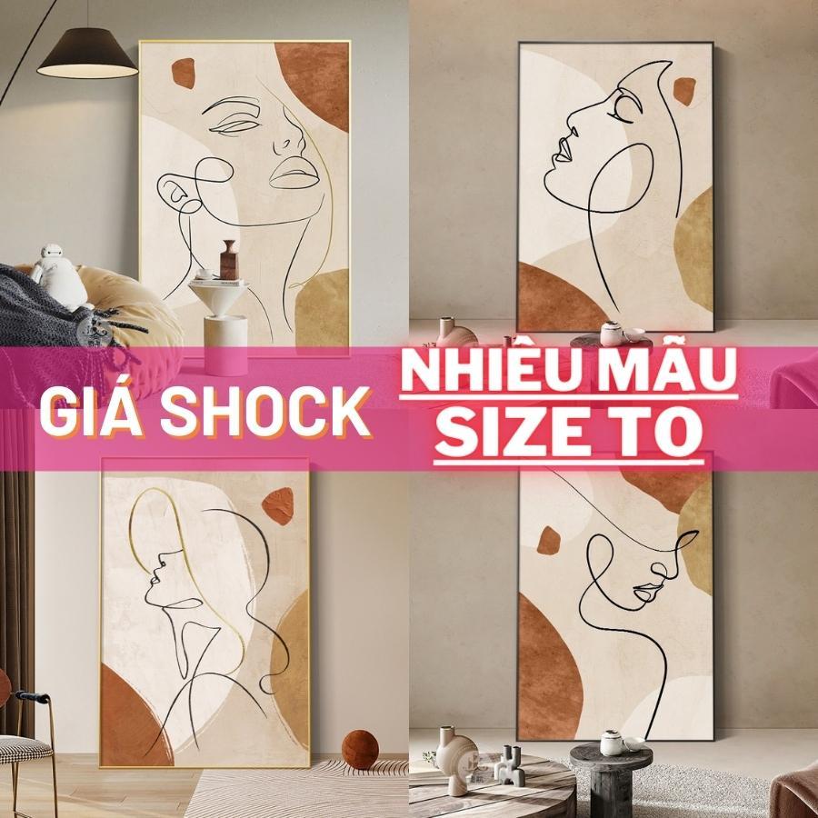 Tranh tối giản cô gái một nét decor trang trí phòng khách phòng ngủ quán coffee shop thời trang chất liệu vải canvas