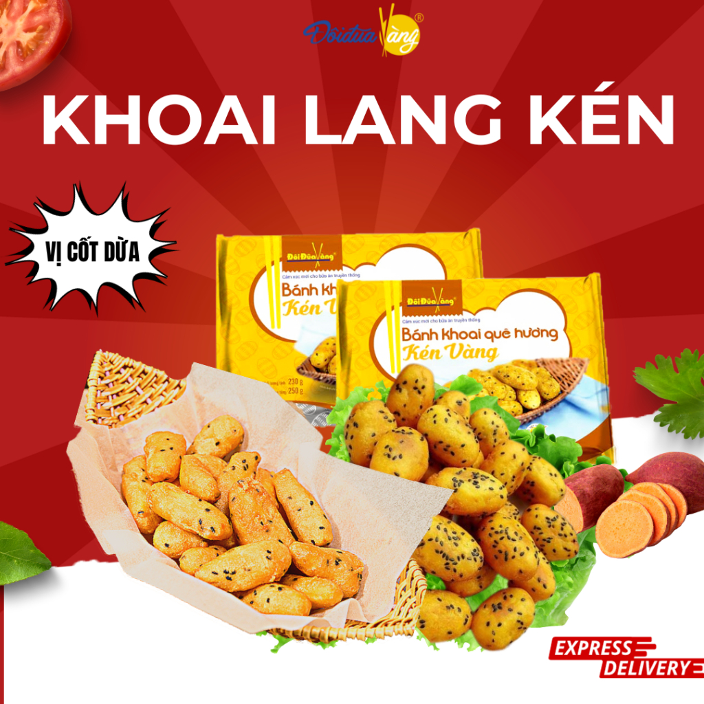 Khoai lang kén chiên giòn Đôi Đũa Vàng, bánh khoai cốt dừa thơm ngậy 230g