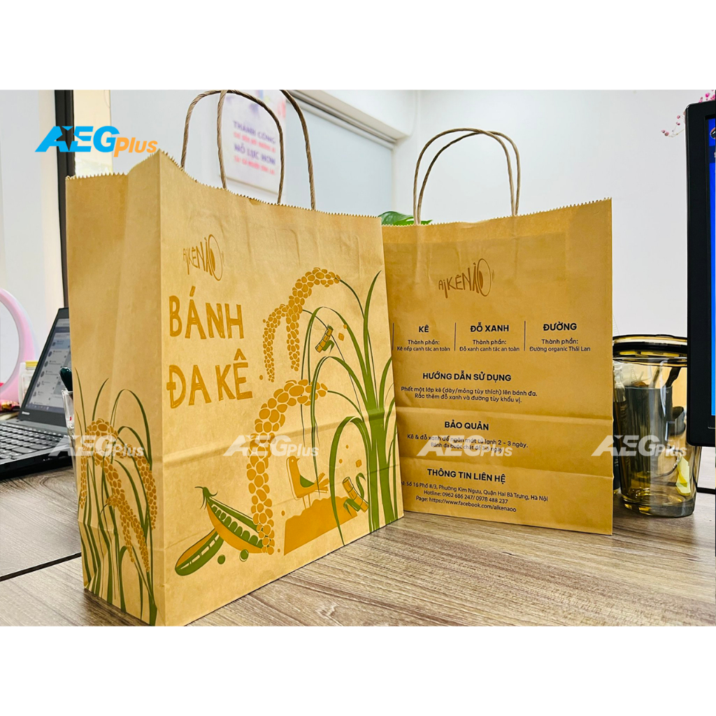 Túi Giấy Kraft Nhật có quai xách màu Nâu, trơn nhiều kích thước, túi đựng quà tặng, túi xi măng, túi bảo vệ môi trường