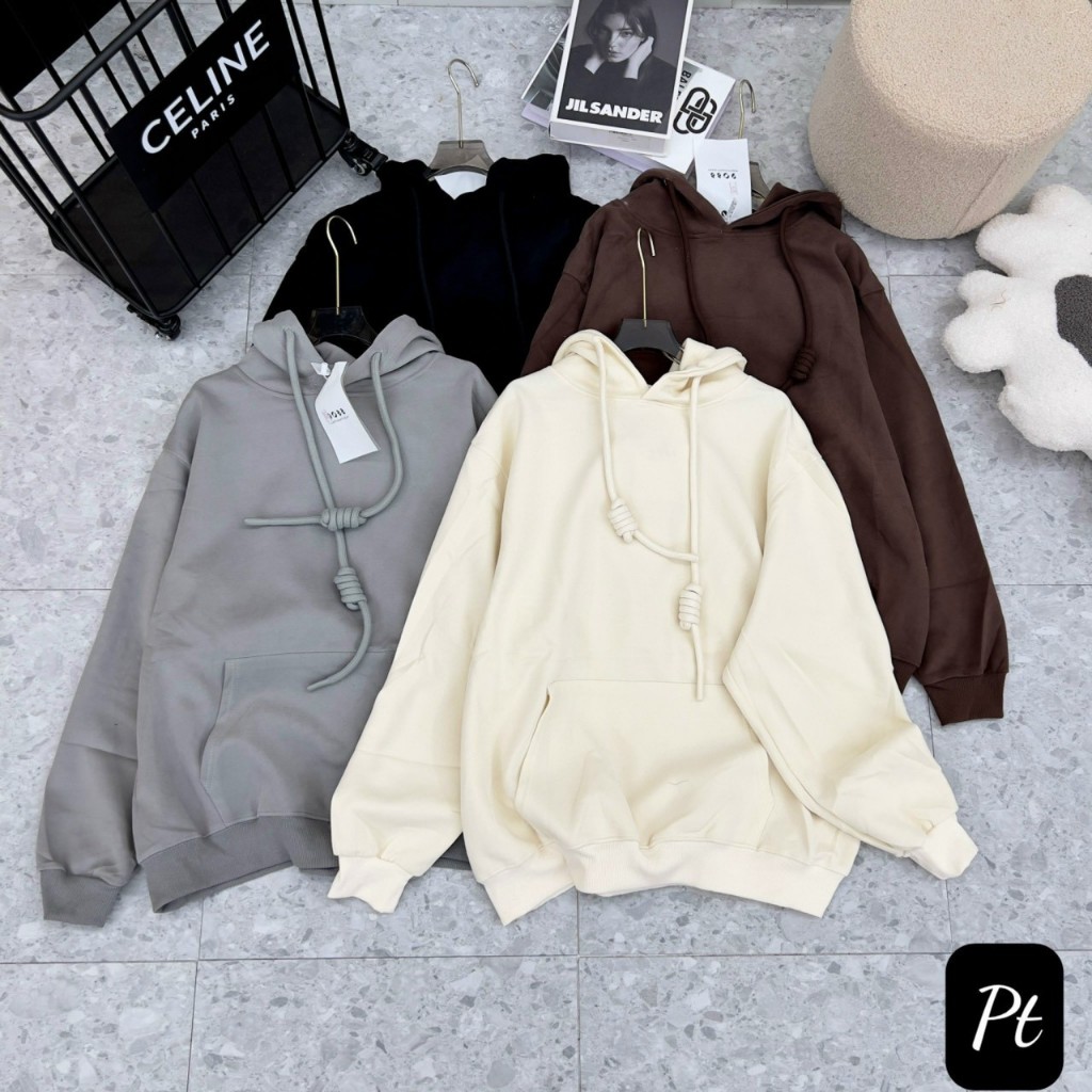 Áo hoodie trơn có mũ M3457 FREESIZE<80KG