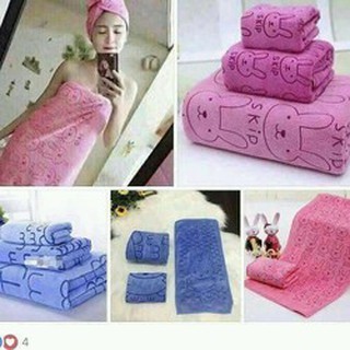 Bộ 3 Khăn Thái Lan LOẠI DÀY hình thỏ