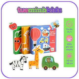 Xếp Hình 2 Mảnh Ghép Bằng Gỗ Tuệ Minh Có Hộp Đựng Theo Chủ Đề Cho Bé Từ 2 Đến 3 Tuổi