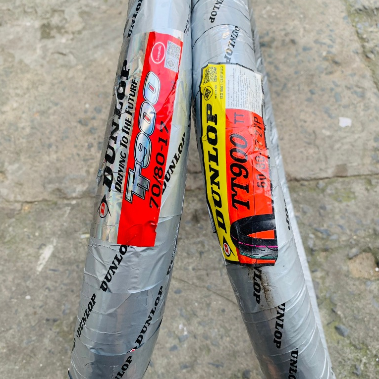 (Vỏ sử dụng ruột) Cặp vỏ Dunlop ThaiLand chữ vàng TT900 size 60/80-17 T/T và 70/80-17 T/T - Vỏ sử dụ
