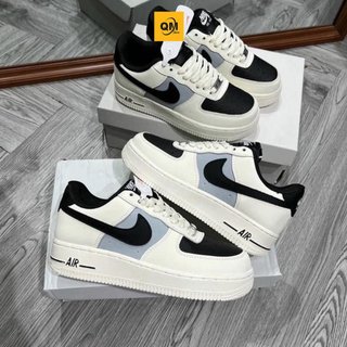 Giày thể thao af1 vệt đen cream black full bill box, giày sneaker af1 air force 1 màu be tích đen nam nữ