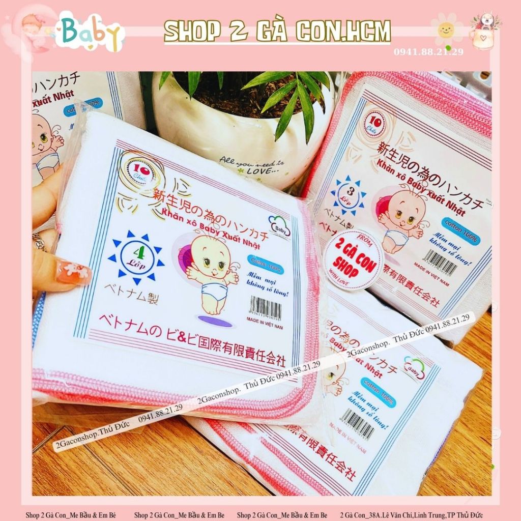 Khăn sữa cho bé Kiba siêu mềm siêu thấm 2 lớp,3 lớp,4 lớp kích thước 25*25cm-Set 10 khăn tiện lợi Baby
