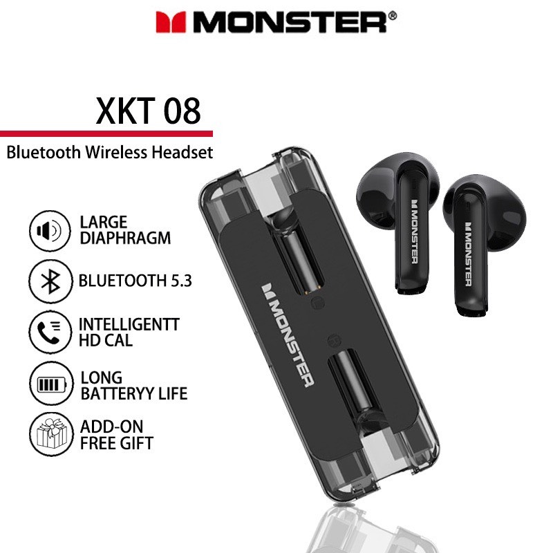 Tai nghe bluetooh MONSTER XKT08 tai nghe không dây true wireless chính hãng, cảm ứng đa diễm, có mic đàm