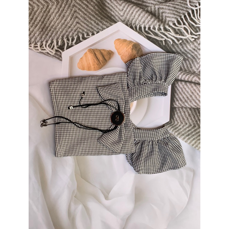 Set chân váy phối ren áo tay cánh tiên