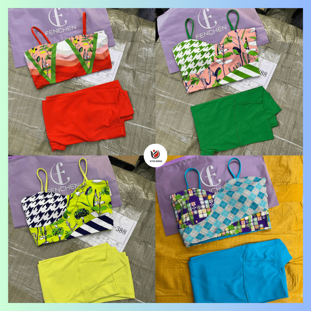 Set Đồ Tập Gym, Yoga, Thể Thao Thun Lạnh Mix Hoạ Tiết Cao Cấp Nhiều Màu Thấm Hút Mồ Hôi Co Dãn Siêu Xinh