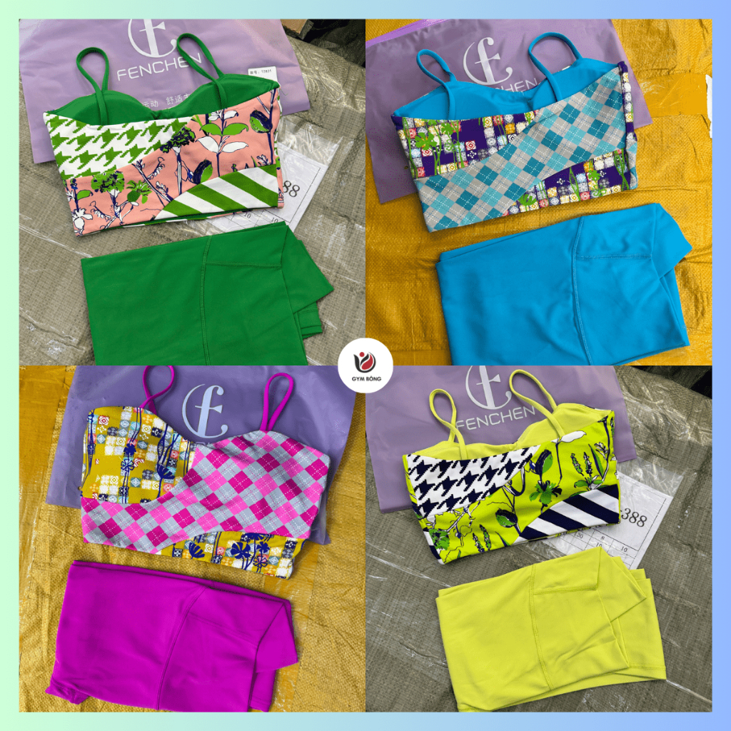 Set Đồ Tập Gym, Yoga, Thể Thao Thun Lạnh Mix Hoạ Tiết Cao Cấp Nhiều Màu Thấm Hút Mồ Hôi Co Dãn Siêu Xinh
