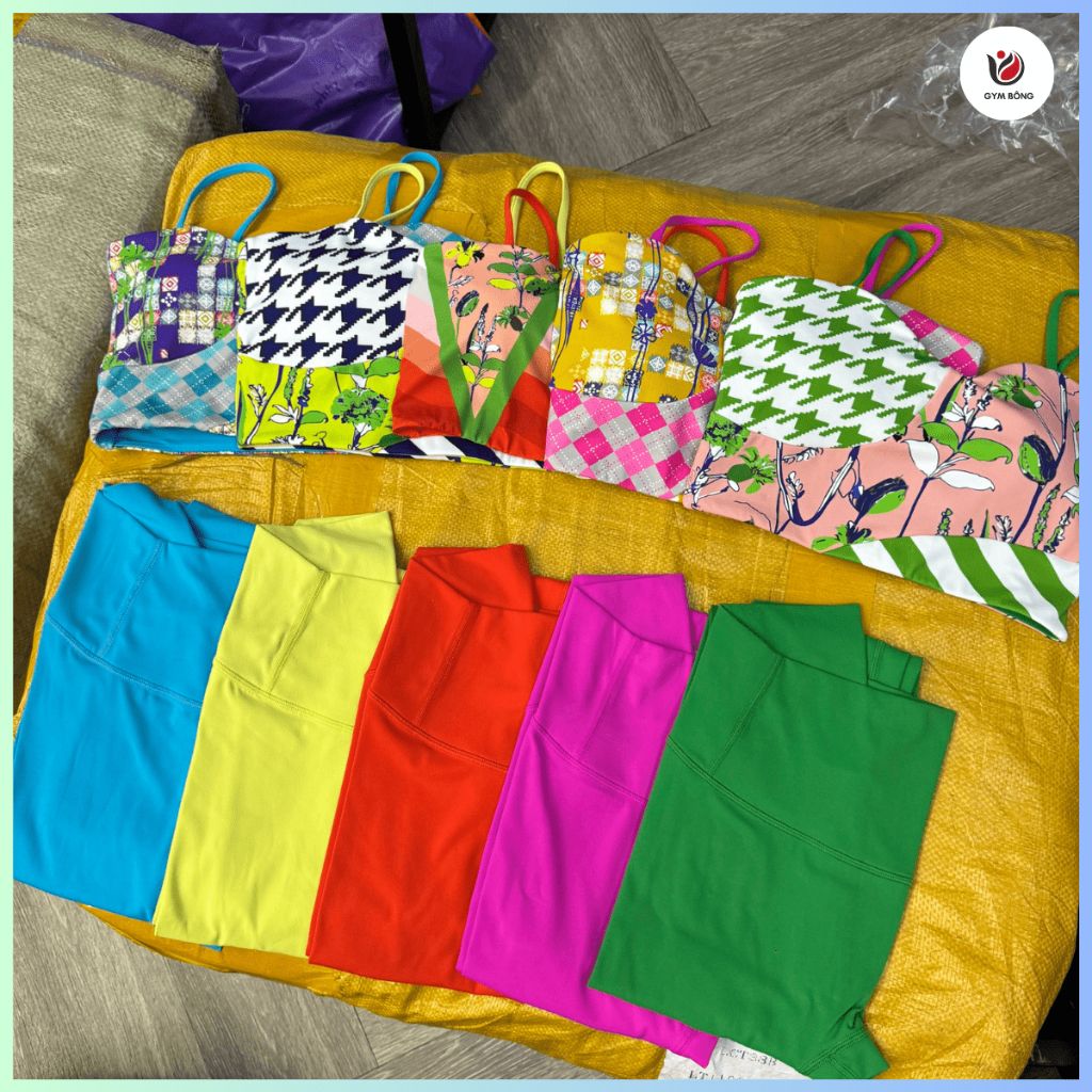 Set Đồ Tập Gym, Yoga, Thể Thao Thun Lạnh Mix Hoạ Tiết Cao Cấp Nhiều Màu Thấm Hút Mồ Hôi Co Dãn Siêu Xinh