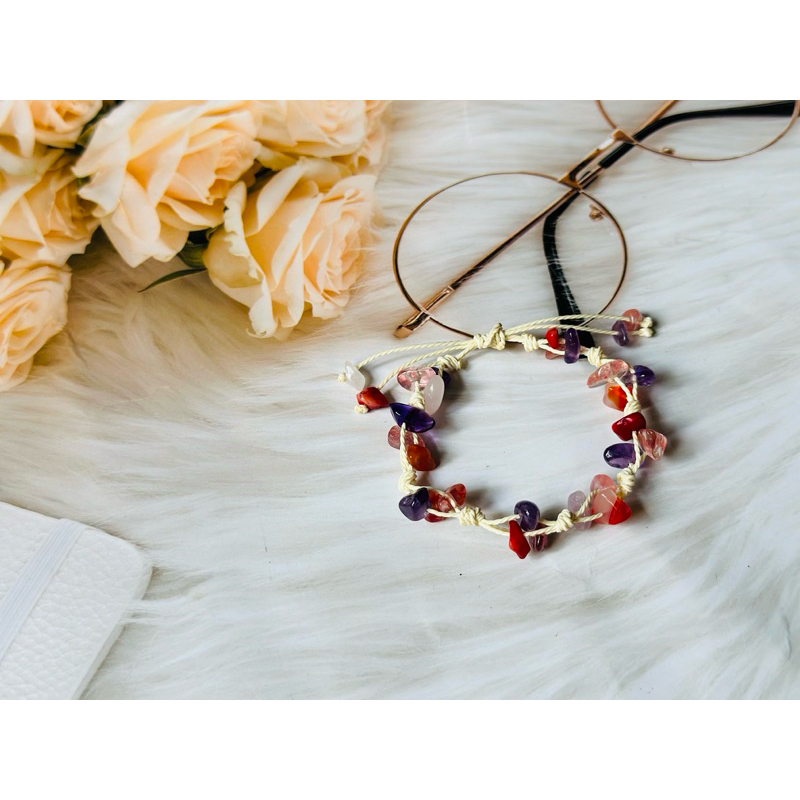 Vòng tay handmade đá năng lượng mix đá tuỳ chọn