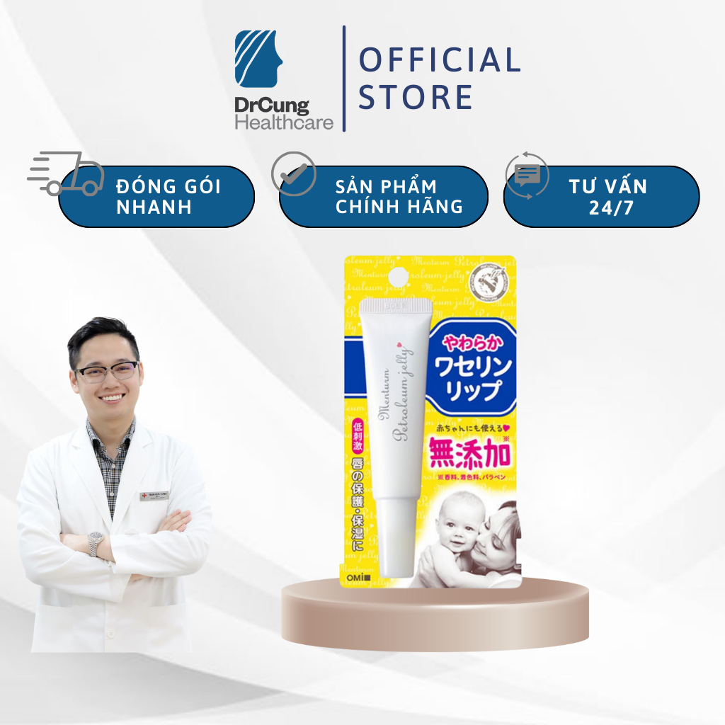 Bác Sĩ Cung Thạch Dưỡng Môi Lành Tính Dành Cho Mẹ và Bé OMI MENTURM - Dưỡng Ẩm Môi, Mịn Màng (Tuýp 10G) [Chính Hãng]