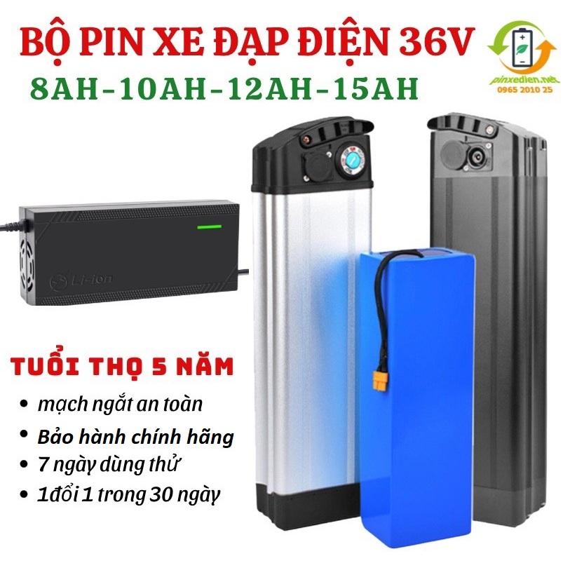 Bộ pin xe đạp điện 36V 8Ah-10Ah-12Ah-15AH-17AH vỏ nhôm phù hợp với nhiều loại xe