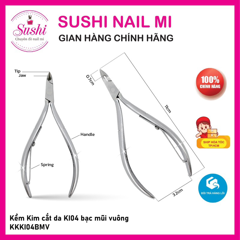 Kềm Kim cắt da , nhặt da inox KI04 cao cấp - Sushi nail mi