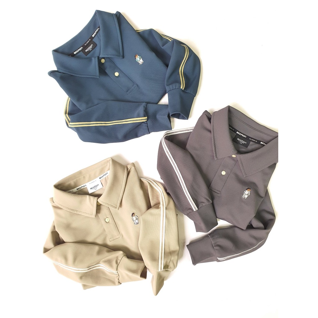 Áo bé trai Polo dài tay thêu Gấu Beemon