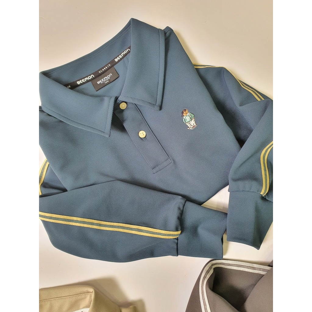 Áo bé trai Polo dài tay thêu Gấu Beemon