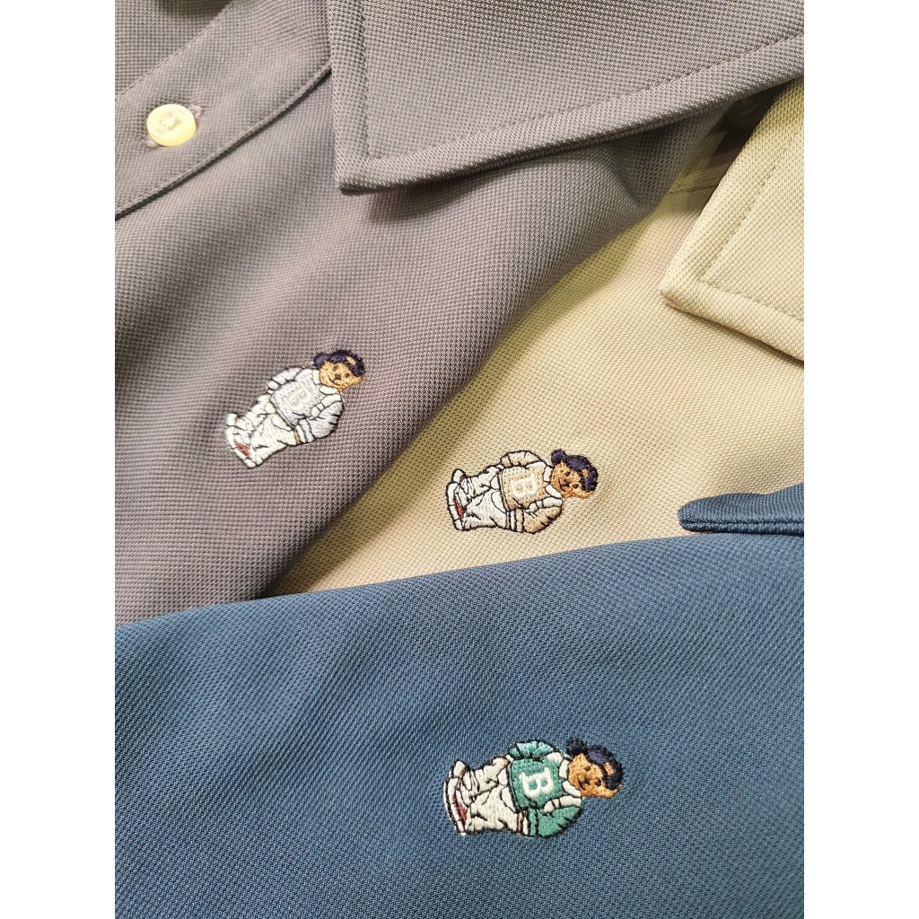 Áo bé trai Polo dài tay thêu Gấu Beemon