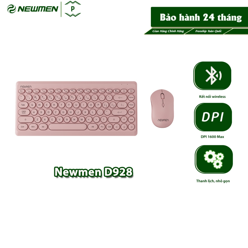 Bộ bàn phím, chuột máy tính không dây NEWMEN D928, phím dạng chicklet sử dụng lâu ko mỏi tay, DPI 1600 Max, BH 24 tháng