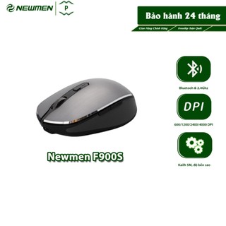 Chuột không dây Newmen F900S, Switch cao cấp Kailh không ồn, 2 chế độ Bluetooh & 2.4Ghz, BH 24 tháng - Hàng chính hãng