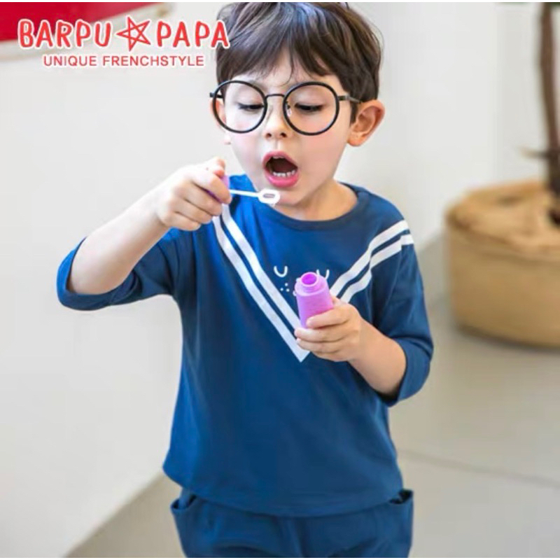 Bộ Thun Cotton Lửng Kiểu Dáng Hàn Quốc Cho Bé Trai, Bé Gái Hãng Barpupapa