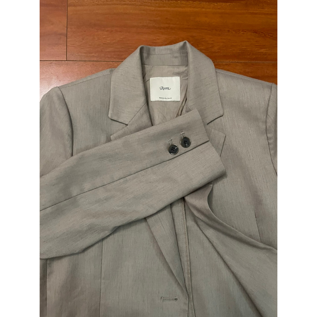Blazer Linen xuất Hàn dư xịn Ro.em màu xi măng