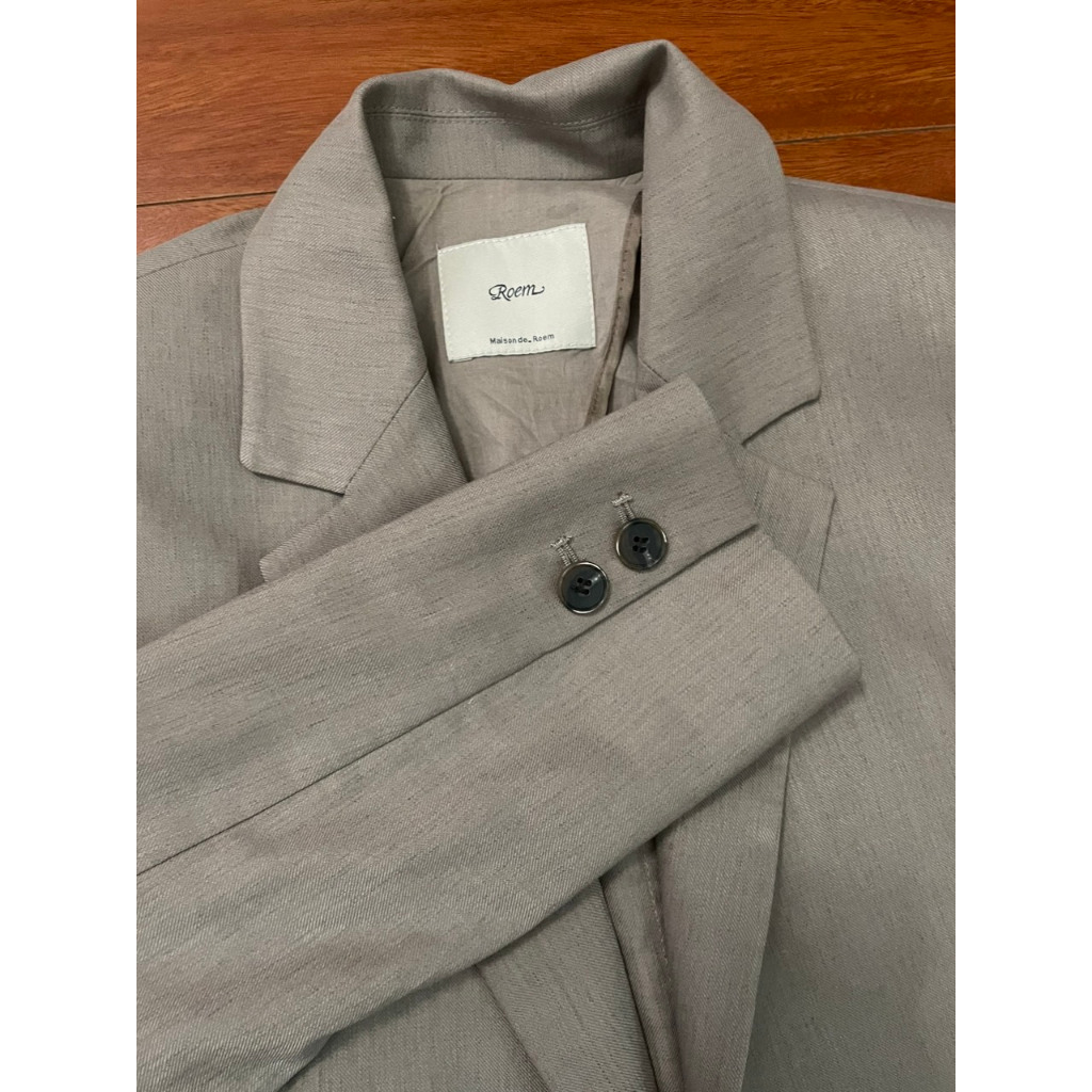 Blazer Linen xuất Hàn dư xịn Ro.em màu xi măng