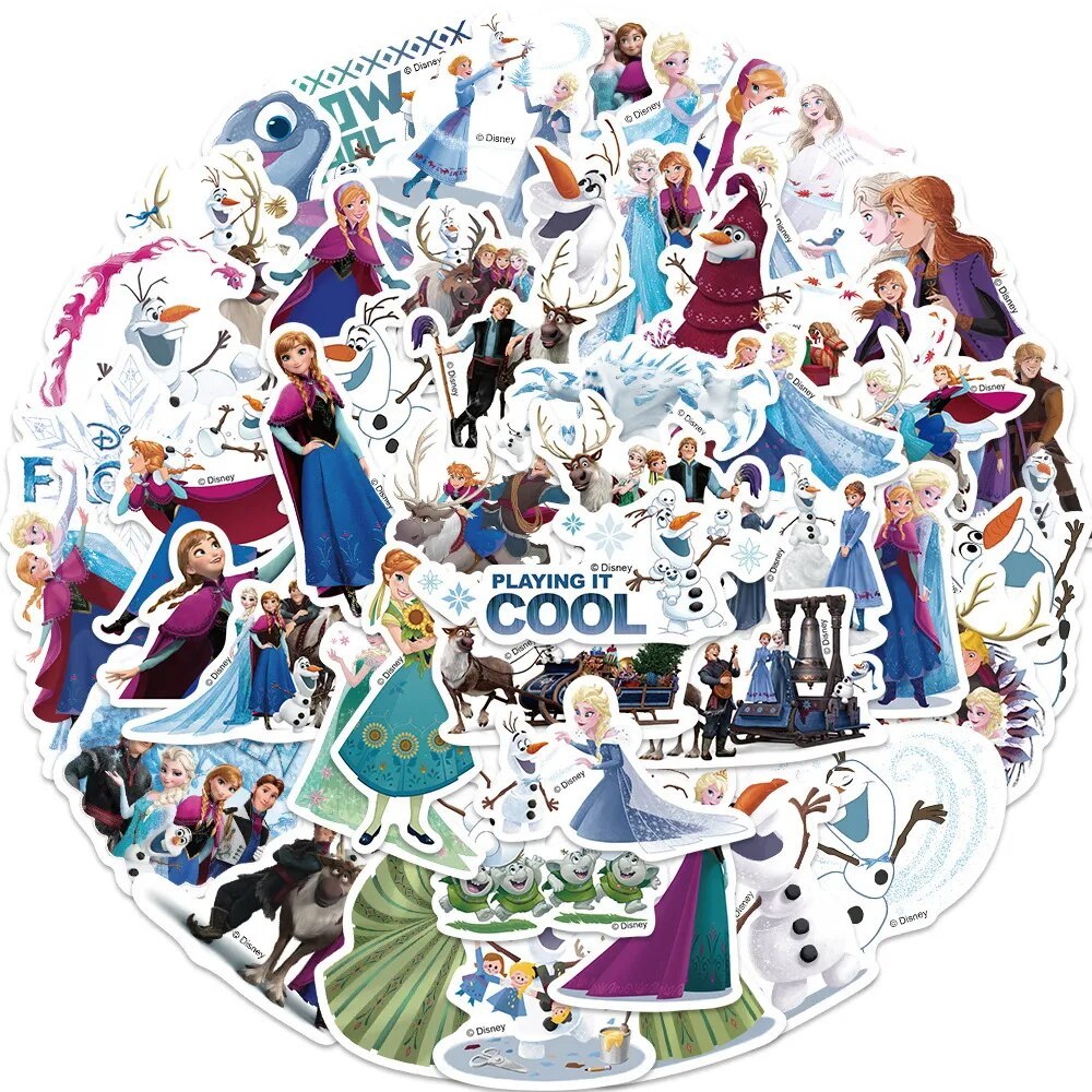 Bộ 102 Nhãn Dán Frozen Nữ Hoàng Băng Giá Elsa Anna Sticker Chống Thấm Nước Trang Trí