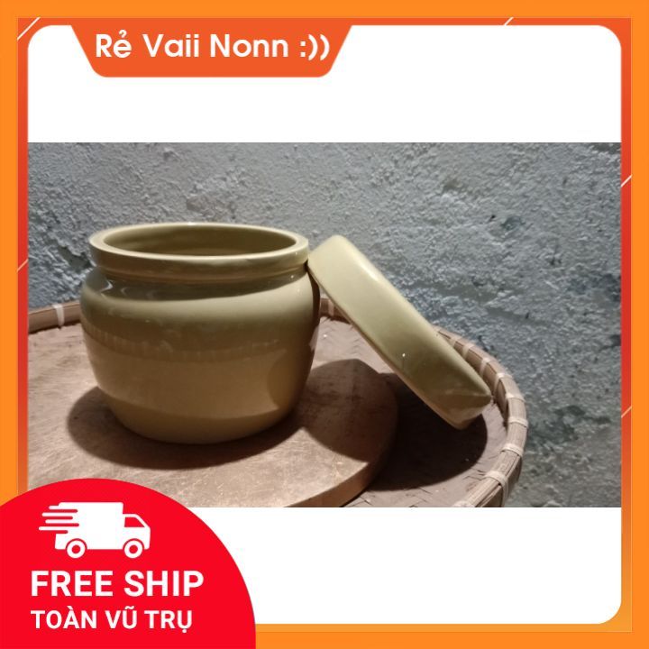 Thố Vàng - Hũ Men Vàng Có Nắp – Hũ Đựng Đa Năng – Hũ Vàng - Decor Bếp, Bàn Ăn
