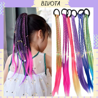 Tóc giả thắt bím Bivota dây buộc tóc giả màu Gradient xinh xắn cho bé gái CM20