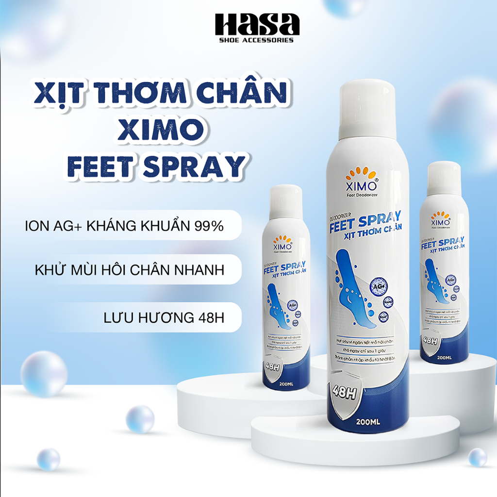 Xịt ngăn mùi hôi chân XIMO Xịt khử mùi thơm chân khử mùi giày hạn chế vi khuẩn và lưu giữ mùi hương cho lòng bàn chân