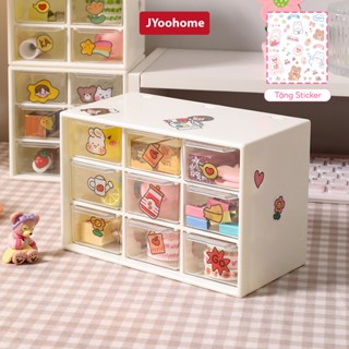 Hộp nhựa đựng đồ để bàn JYoohome để văn phòng phẩm dụng cụ học tập, Tủ nhựa 9 ngăn mini để bàn