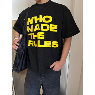 Áo thun who made the rules 100% cotton tay lỡ unisex - đen/trắng cổ tròn | blackwork