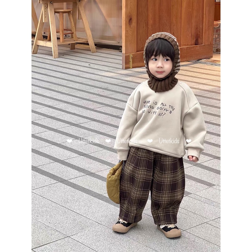 QUẦN CARO LÓT NHUNG PHONG CÁCH HÀN QUỐC RẤT ĐẸP CHO BÉ GÁI VÀ BÉ TRAI