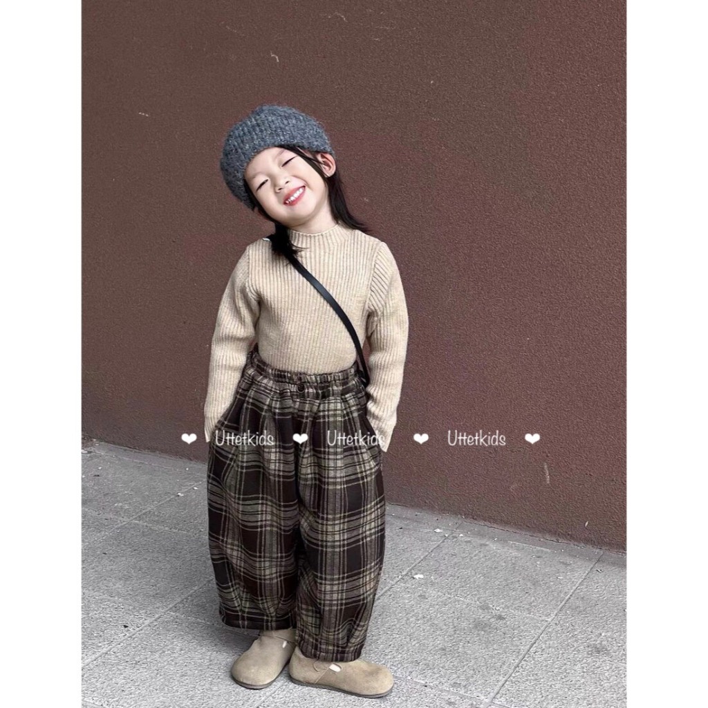 QUẦN CARO LÓT NHUNG PHONG CÁCH HÀN QUỐC RẤT ĐẸP CHO BÉ GÁI VÀ BÉ TRAI