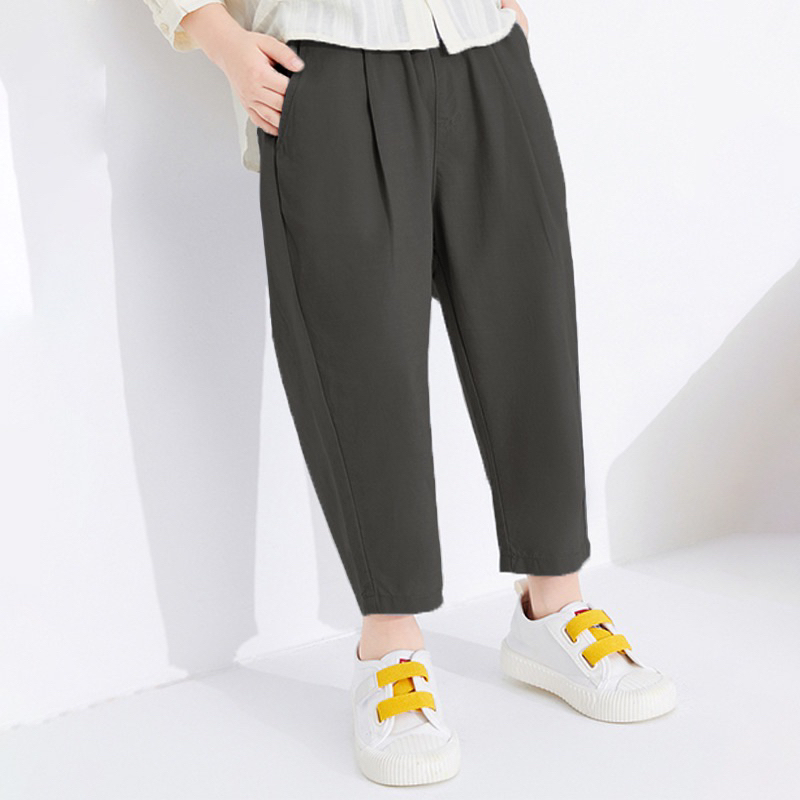 Quần dài baggy đũi xước nhật trơn cho bé đi học đi chơi 12-42kg