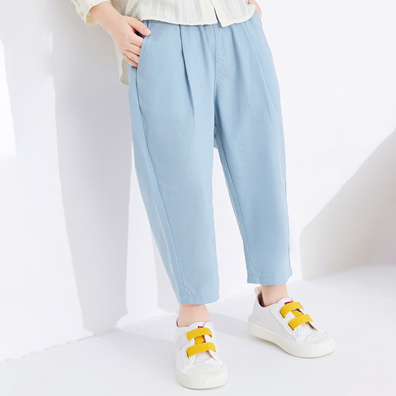 Quần dài baggy đũi xước nhật trơn cho bé đi học đi chơi 12-42kg