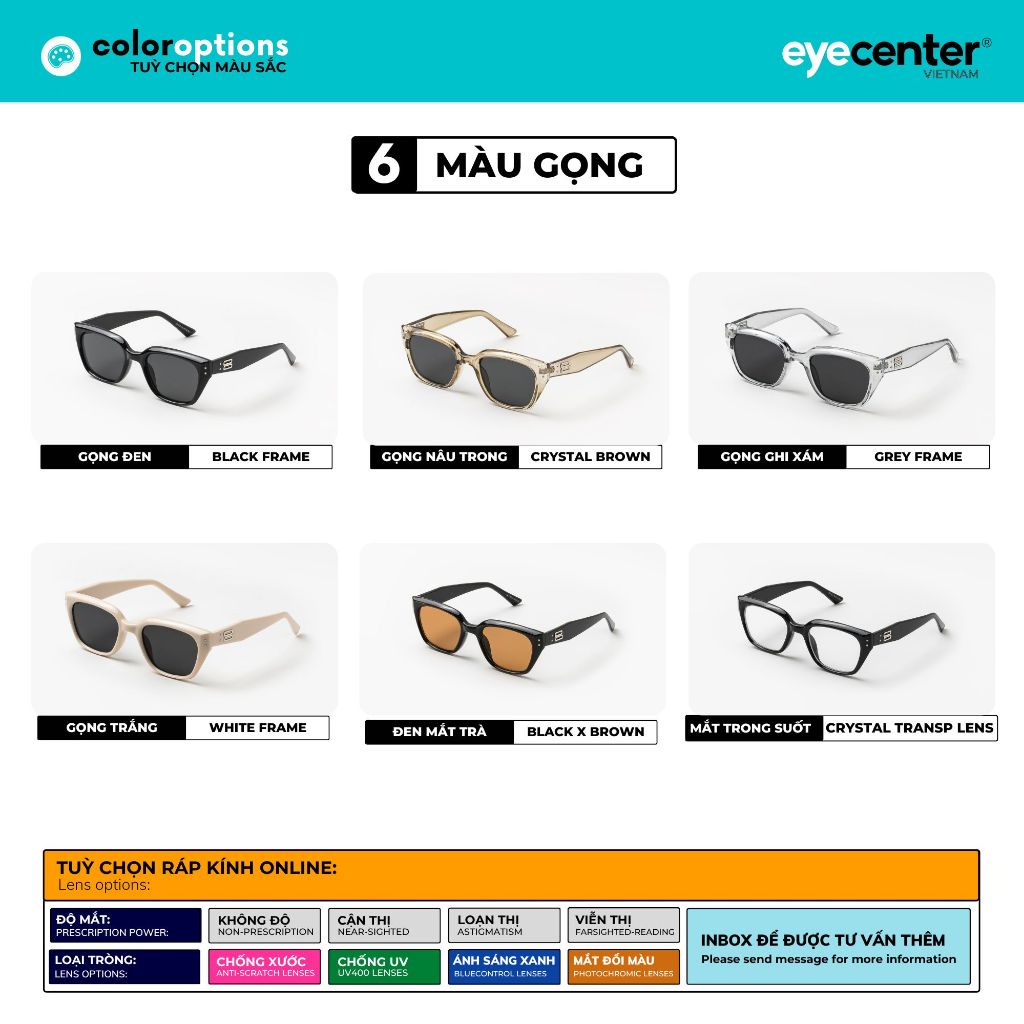 Kính mát nam nữ chính hãng EYECENTER S62S  nhựa dẻo siêu nhẹ nhập khẩu by Eye Center Vietnam