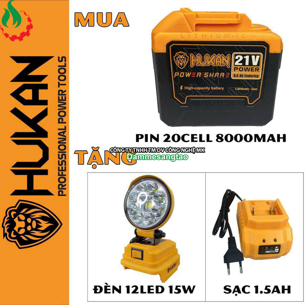 Pin 21V Hukan HK21-ABS8000 8.0AH 20 cell - xả 5C
