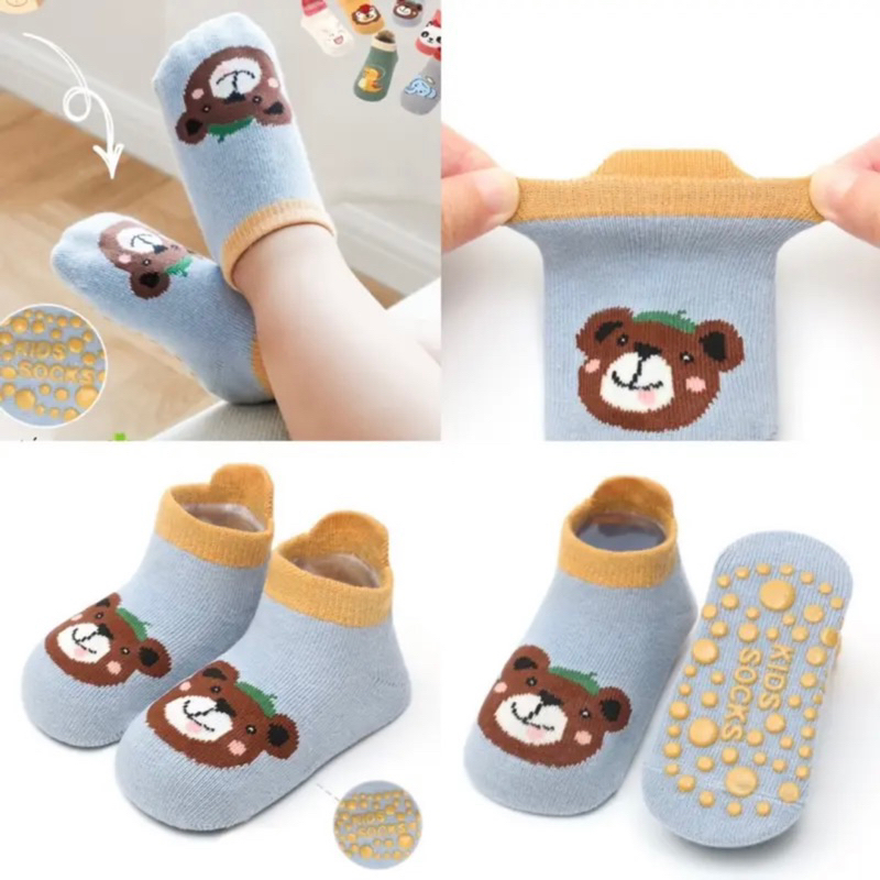 Tất KIDSOCK Cổ Ngắn Hình Thú Siêu Chống Trượt Túi Zip Xịn Sò Cho Bé 0- 2 tuổi BOI KID SHOP