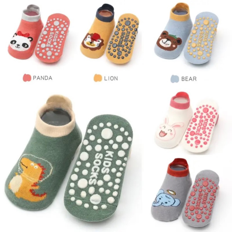 Tất KIDSOCK Cổ Ngắn Hình Thú Siêu Chống Trượt Túi Zip Xịn Sò Cho Bé 0- 2 tuổi BOI KID SHOP