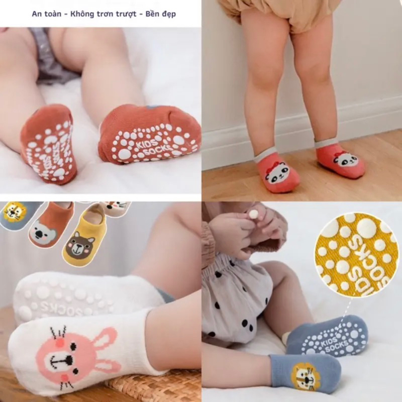 Tất KIDSOCK Cổ Ngắn Hình Thú Siêu Chống Trượt Túi Zip Xịn Sò Cho Bé 0- 2 tuổi BOI KID SHOP