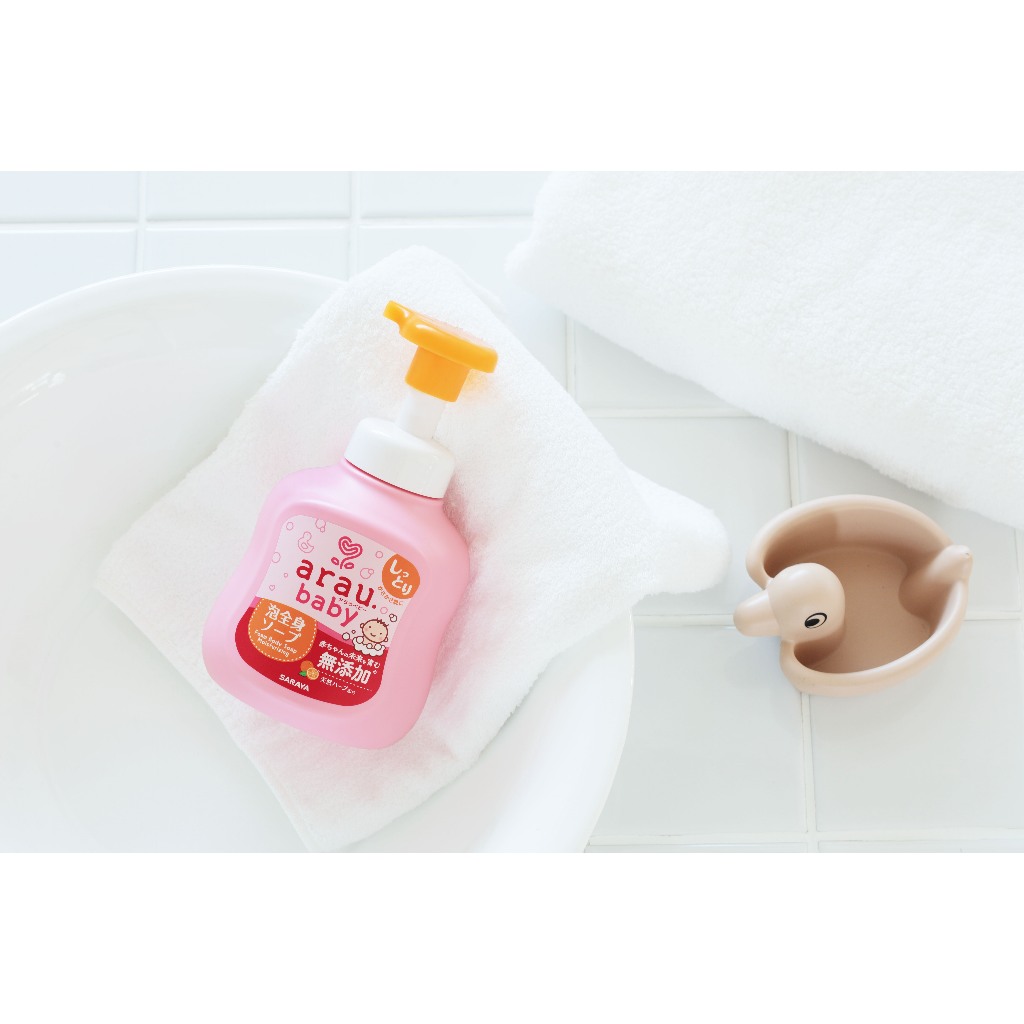 Bọt tắm gội thảo mộc Arau Baby bổ sung thành phần dưỡng ẩm - chai 450ml ( mẫu mới)