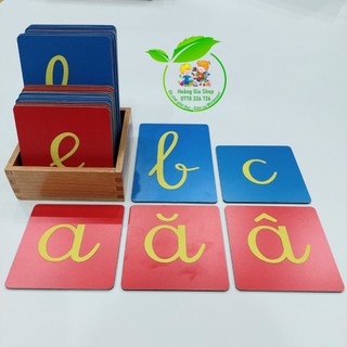 Hộp 29 Chữ cát nhám âm đơn Tiếng Việt nét viết - Sandpaper Letters
