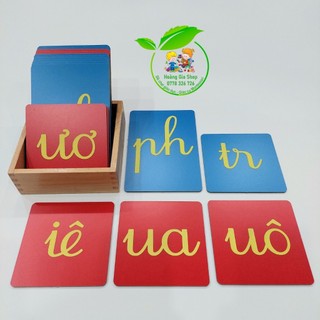 Hộp 19 Chữ cát nhám âm ghép Tiếng Việt nét viết - Sandpaper Letters