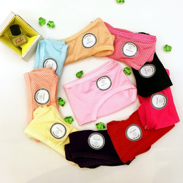 Combo 3 Quần lót nữ cotton sợi kháng khuẩn siêu co dãn chun nơ phối viền ren mềm dáng ôm sát vòng 3 định hình Anmyan QL8