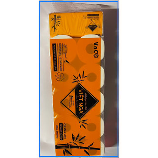 Giấy lụa cao cấp việt nga vàng, lốc 10 cuộn, tặng 1 gói khăn giấy - vpp quốc huy.