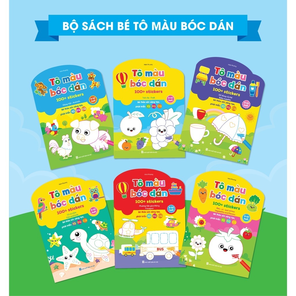 Sách - Bộ Tô Màu Bóc Dán - Bé Vừa Tô Vừa Dán Với Hơn 100 Sticker (Song Ngữ Anh – Việt)