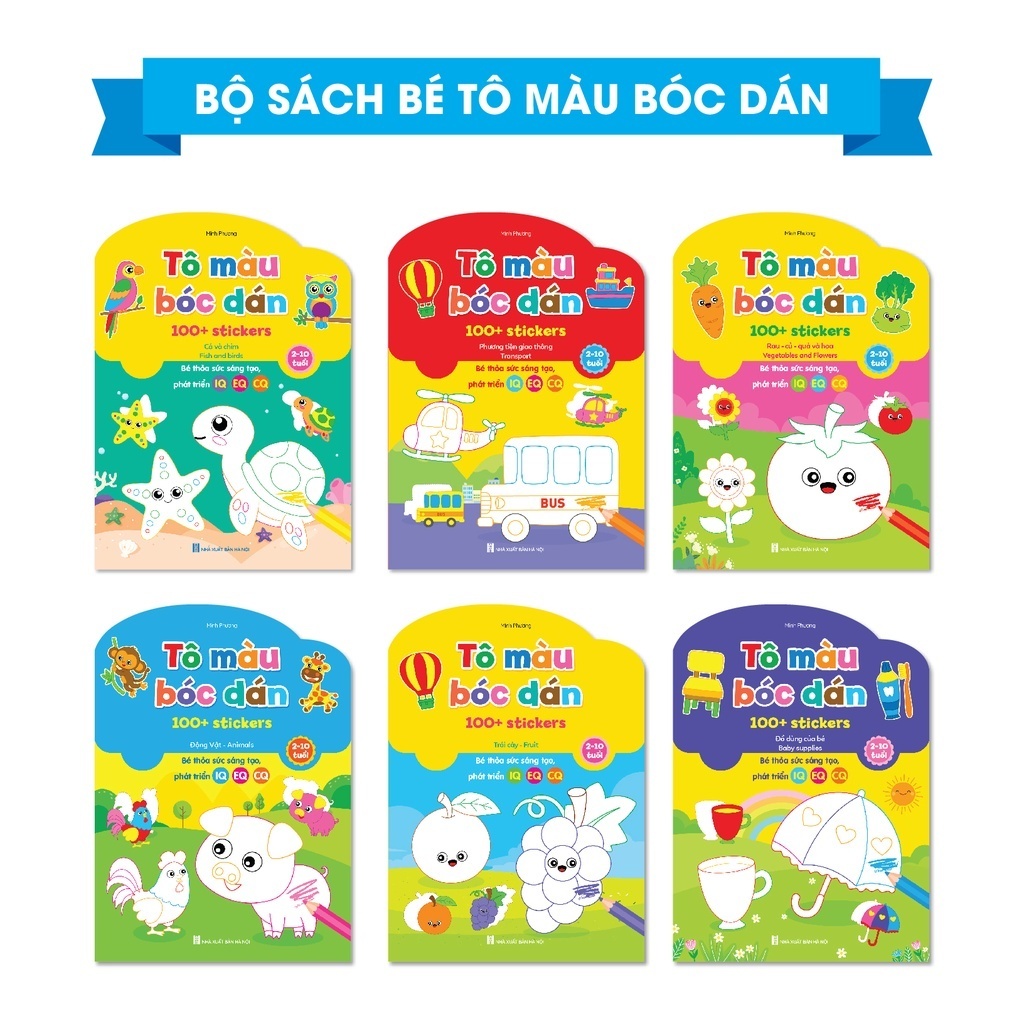 Sách - Bộ Tô Màu Bóc Dán - Bé Vừa Tô Vừa Dán Với Hơn 100 Sticker (Song Ngữ Anh – Việt)