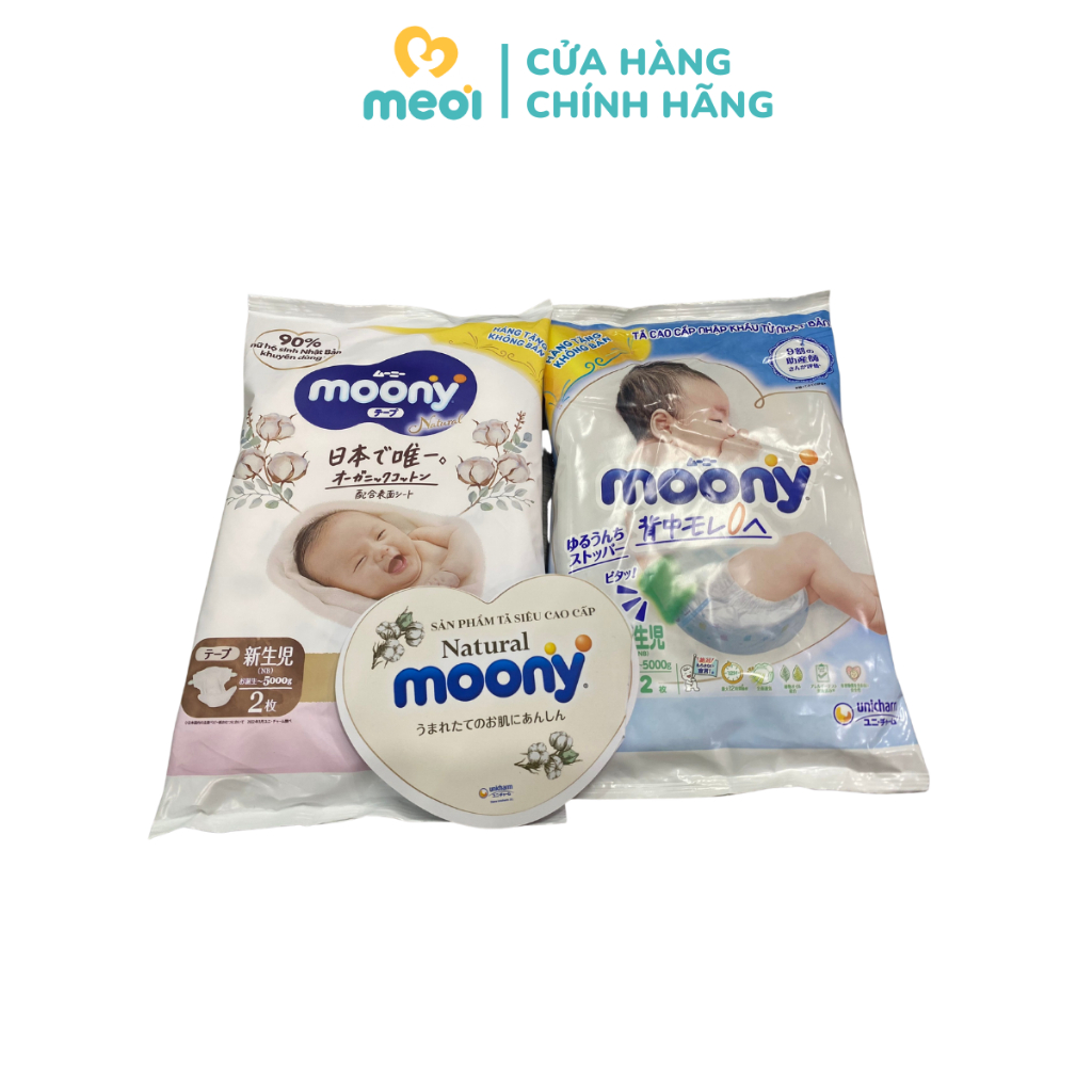 Miếng dùng thử bỉm dán Moony Moony Natural size NB 4 miếng