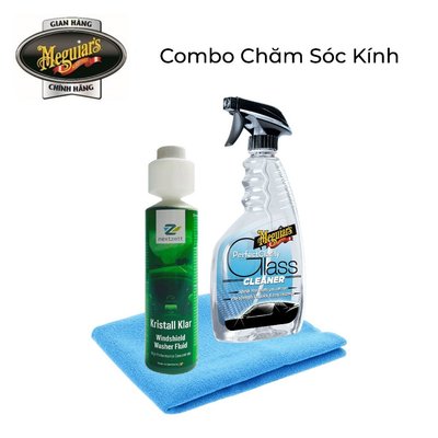 Combo nước lau kính Meguiar's Glass Cleaner, Khăn kính (màu ngẫu nhiên), nước rửa kính - CB2307